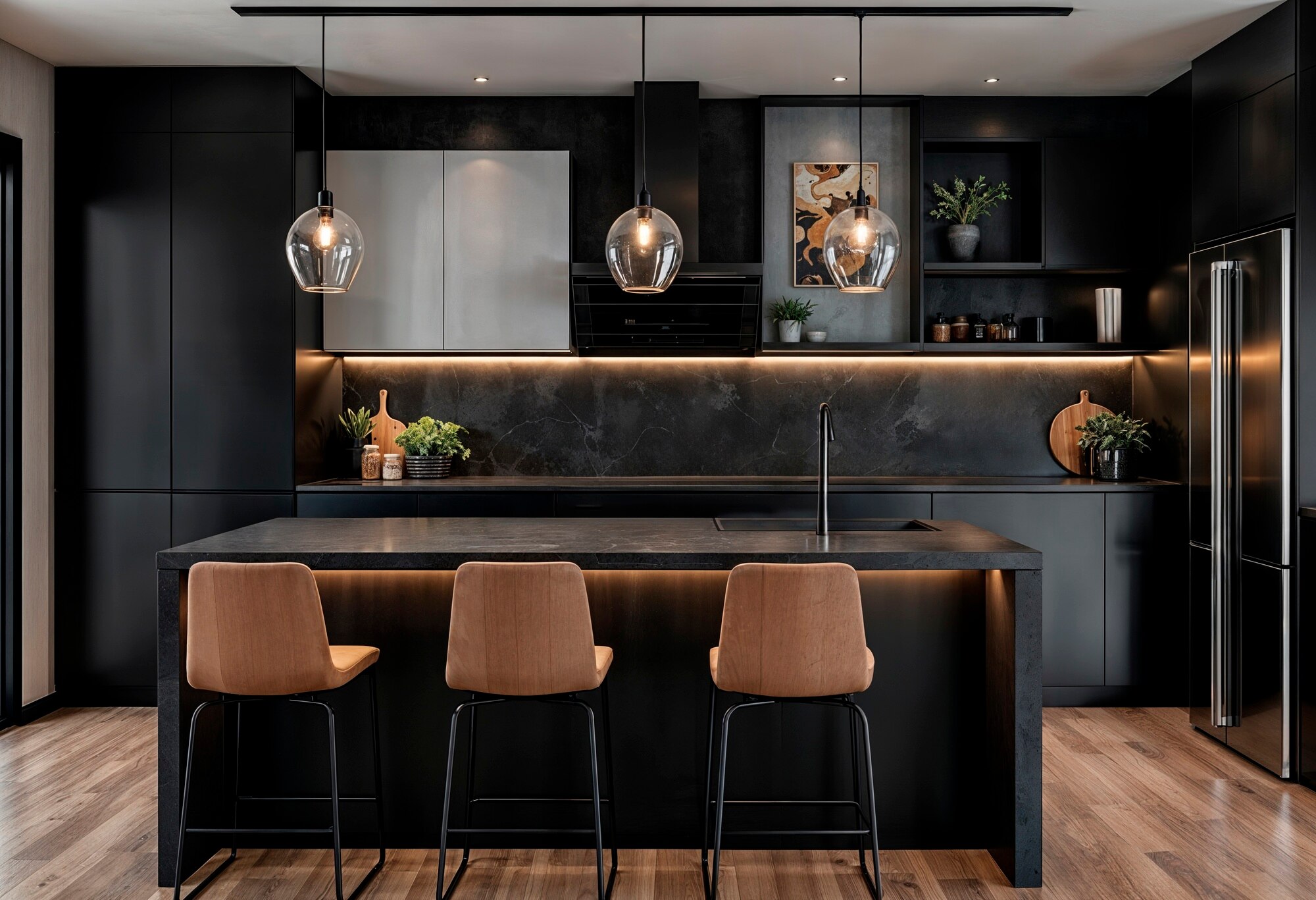 modern-black-kitchen-with-island-pendant-lights_23-2151978968